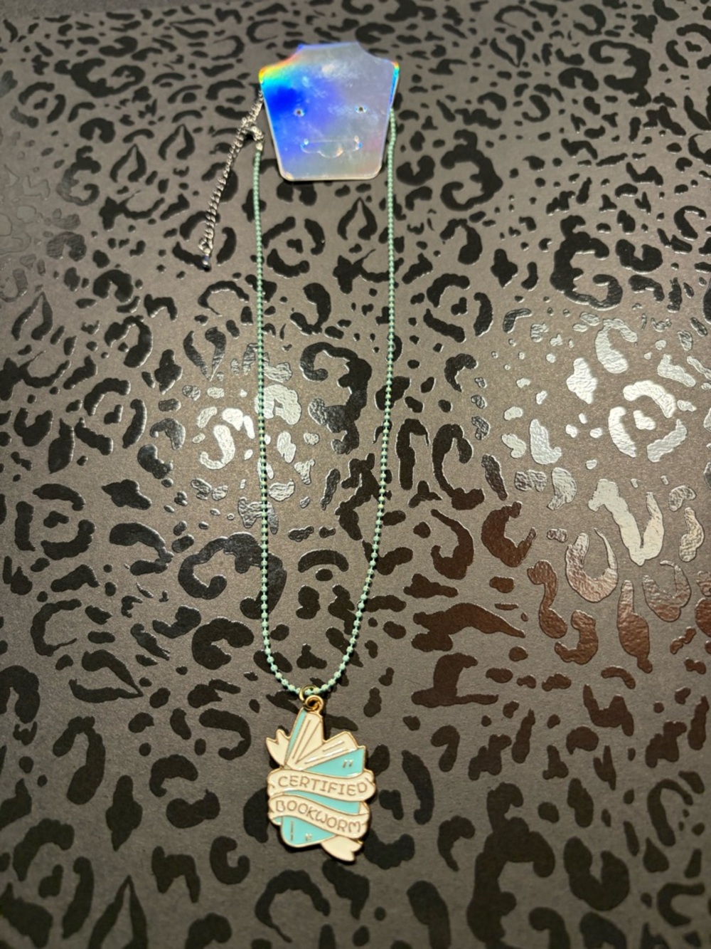 Handmade “Certified Bookworm” Necklace Book Lover Mint Ball Chain Reader Charm